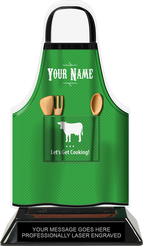 Cooking Apron Colorix-T Acrylic Trophy - Green [TACR7-JSY-COOK-GRN-Q]