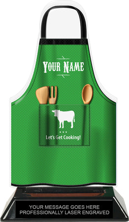 Cooking Apron Colorix-T Acrylic Trophy - Green [TACR7-JSY-COOK-GRN-Q]