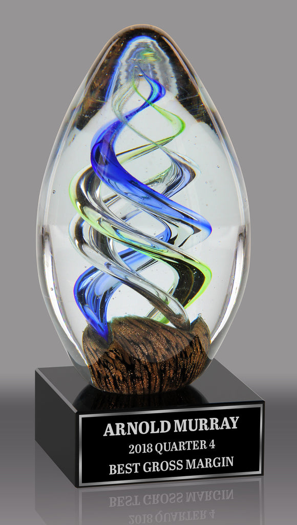 Egg-Shaped Art Glass Award- 6.5 inch [AGM46]