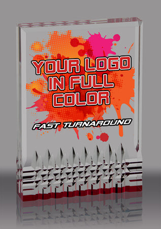 Custom Reflective Base Acrylic Award- Red 4.25x6 inch [ACRS-4R-FC]