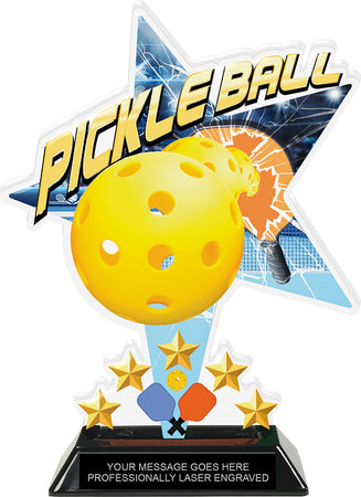 Pickleball Shattered Star Colorix Acrylic Trophy- 8.5 inch [TACR85-STR-PKL-Q]