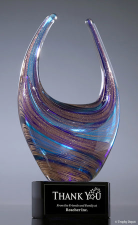Blue/Gold Dual Rising Art Glass Award 12" AGJ47-12