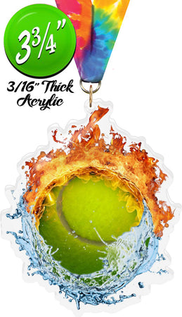 Fire & Water Tennis Colorix-M Acrylic Medal [MACR375-FW-TN-Q]