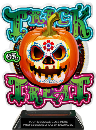 Halloween Sugar Skull Colorix-T Acrylic Trophy- 8.25 inch [TACR8-HLWN-SGRSKL-Q]