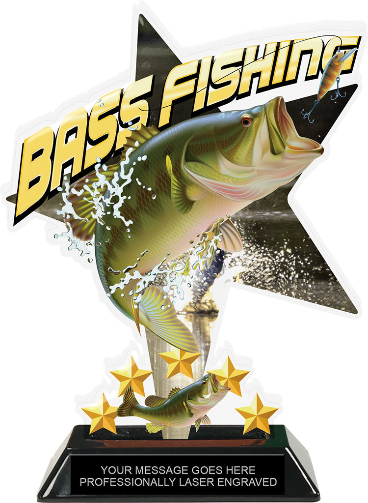 Bass Fishing Shattered Star Colorix Acrylic Trophy- 8.5 inch [TACR85-STR-BSFSH-Q]