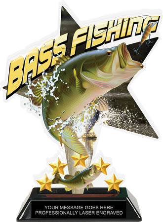 Bass Fishing Shattered Star Colorix Acrylic Trophy- 8.5 inch [TACR85-STR-BSFSH-Q]