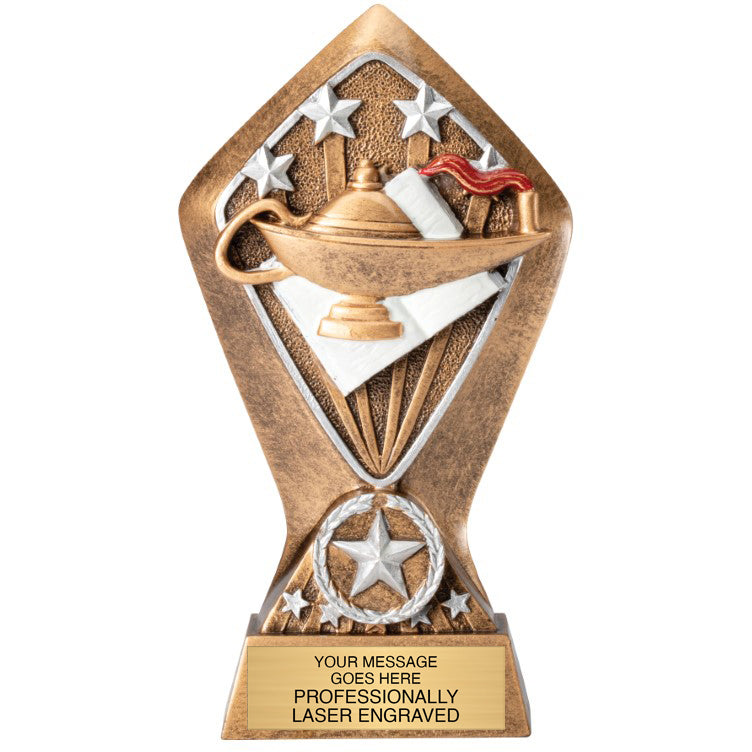 Radiant Diamond Star Resin Sculpture Trophy - 6.5" Lamp of Knowledge [RM25D-KN]