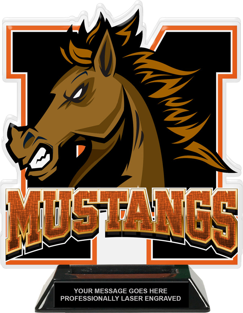 Mustangs Mascot Colorix-T Acrylic Trophy - 8.25 inch Orange [TACR8-MSCT-MSTG-ORG-Q]