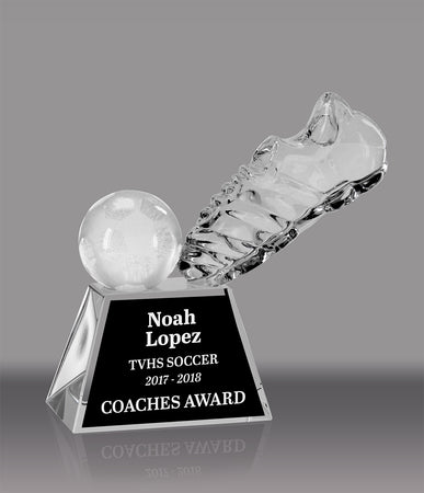 Crystal Optical Prism Soccer Award- 4 inch [CRSC4]