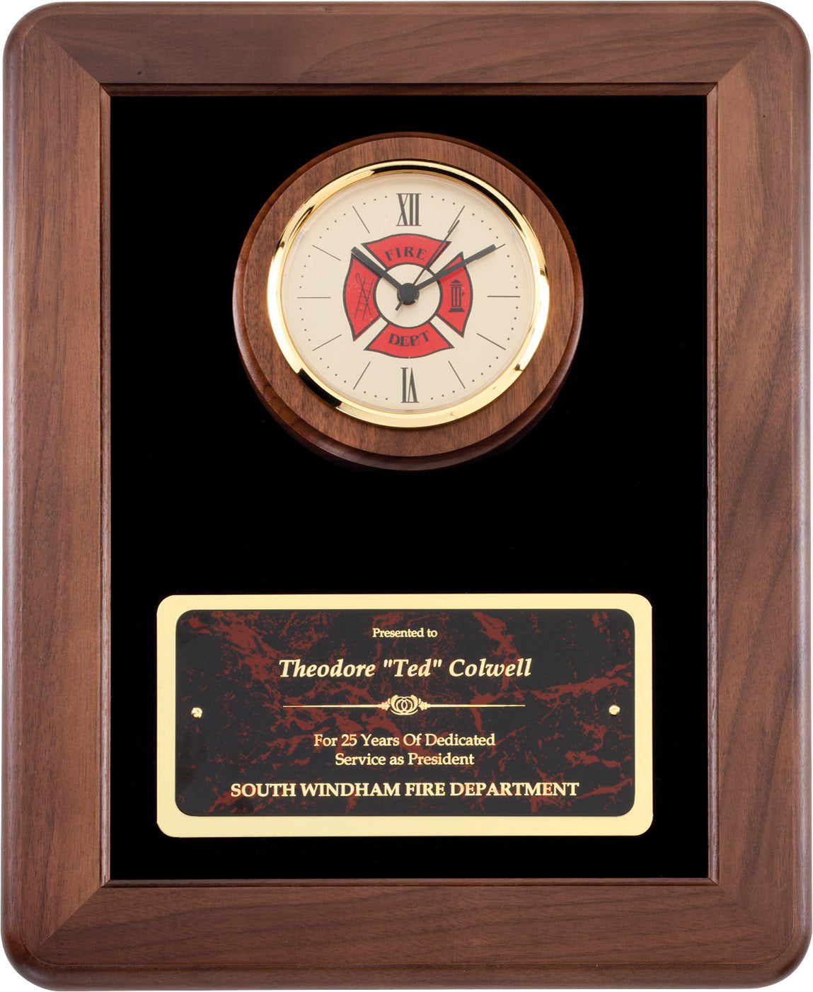 American Tribute Walnut Plaque Clock with Maltese Cross Face [PMAT114F ...