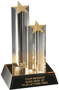 Star on Gold Mirror/ Black Acrylic Base [A2SGB9]