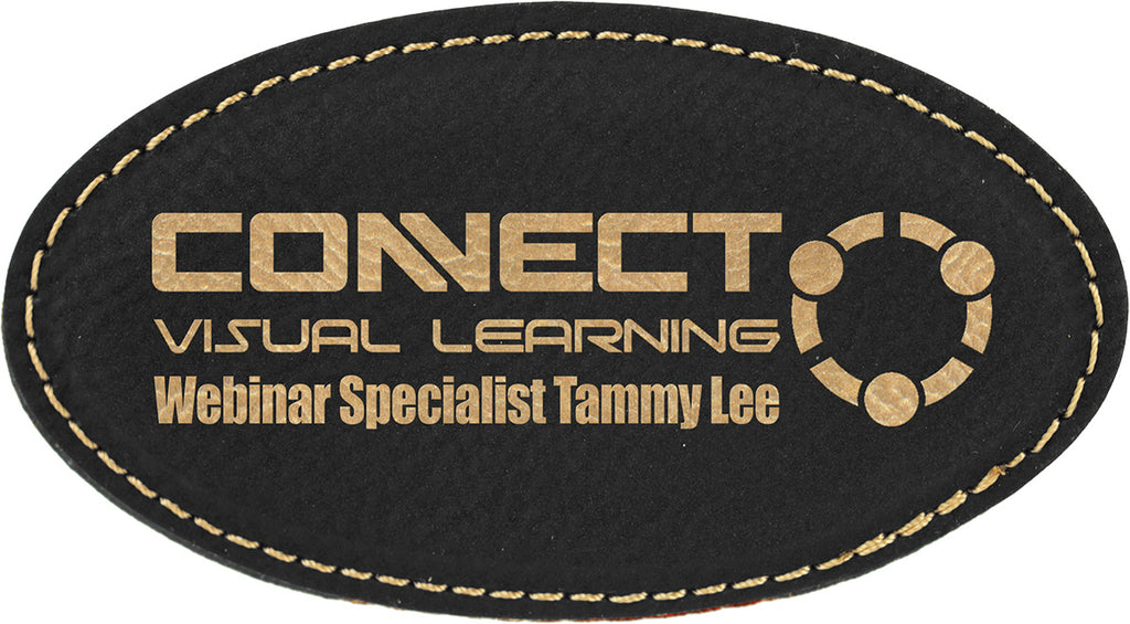 Leatherette Oval Badge - Black/Gold [BJ100-3]