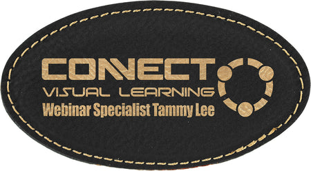 Leatherette Oval Badge - Black/Gold [BJ100-3]