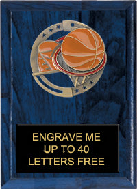 5"x7" Basketball Dimensional Color Plaque [PEM5-BK]