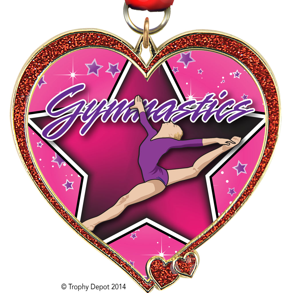 Heart Insert Medal- Red Glitter [MHRT2-RED]