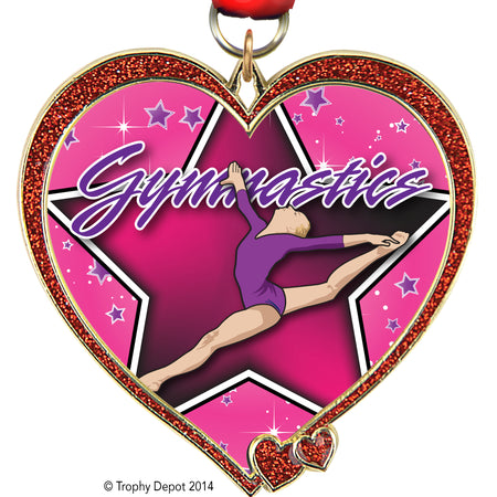 Heart Insert Medal- Red Glitter [MHRT2-RED]