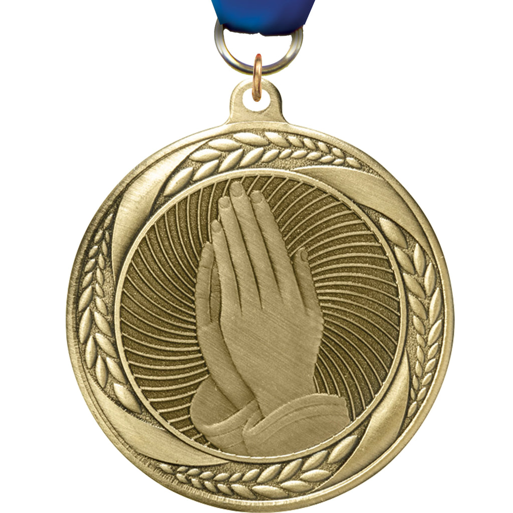 2.25" Praying Hands Laurel Wreath Medal [MM2S-38]