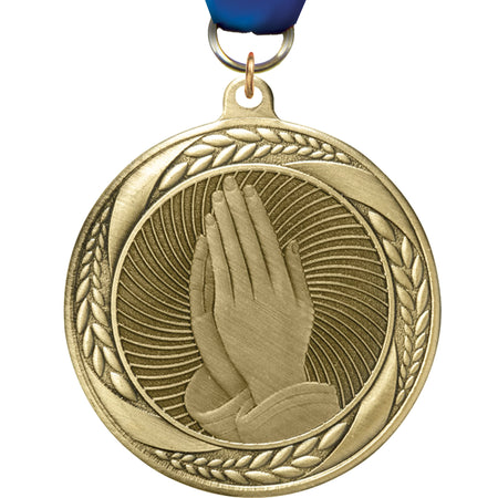 2.25" Praying Hands Laurel Wreath Medal [MM2S-38]
