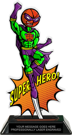 Basketball Male Super Hero Acrylic Trophy- 10 inch [TACR10-SH-BKM-Q]