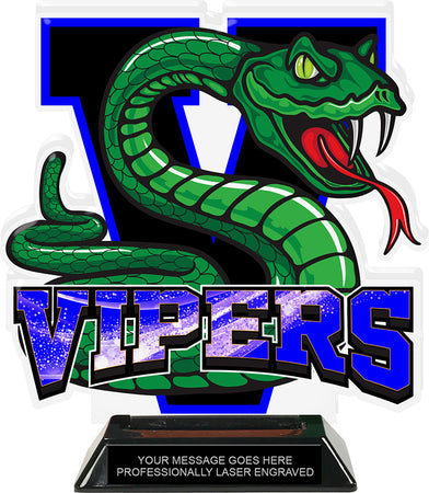 Vipers Mascot Colorix-T Acrylic Trophy- 8.25 inch [TACR8-MSCT-VPR-Q]