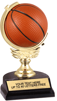 Basketball Trophy with Spinning Squeezable Ball [TSFB6-BK]