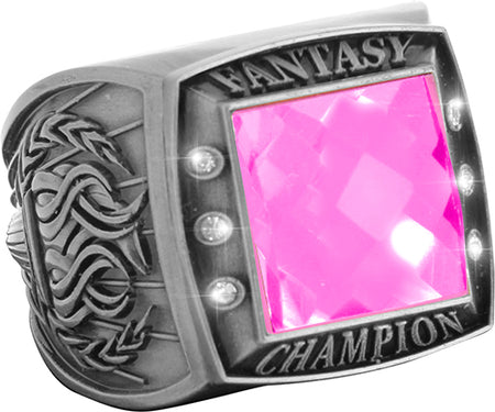 Fantasy Championship Ring with Pink Center Stone- Silver [RGSJ-S-FANCH-PNK]