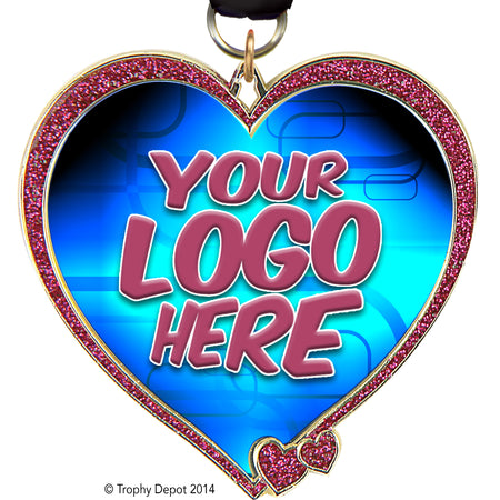 2.5" Custom Heart Insert Medal - Pink Glitter - TD Exclusive! [MXHRT2-PNK]