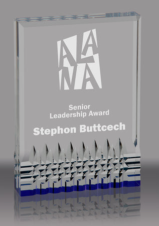 Reflective Base Acrylic Award - Blue 4.25x6 inch [ACRS-4B]