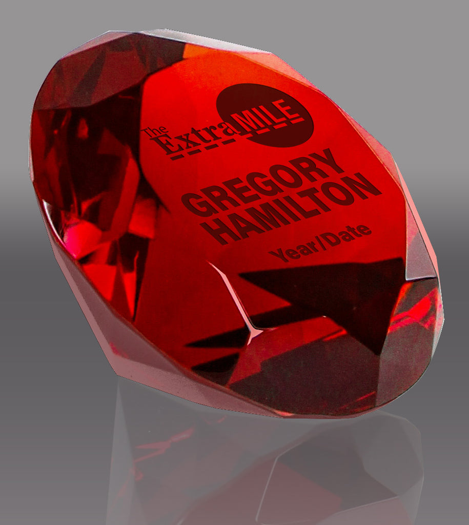 Ruby Red Crystal Diamond Paperweights