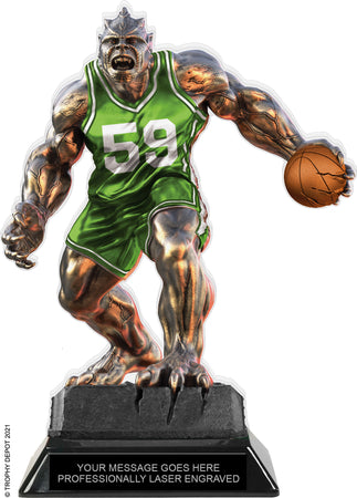Beast Basketball Choose Your Number Acrylic Trophy - 8.5 inch Green [TACR85-BST-BK-GRN-Q]