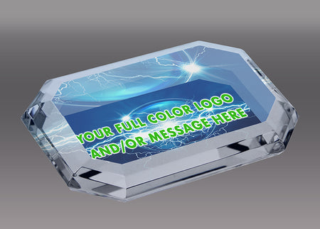 Custom Crystal Beveled Rectangle Paperweight [CPWREC-FC-X]