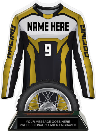 Motocross Jersey Colorix-T Acrylic Trophy - Gold [TACR7-JSY-MOTOX-GLD-Q]