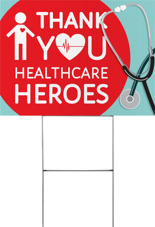 Thank You Healthcare Heroes Yard Sign - 24 x 18 inch [YS2418-CRNV-MED]