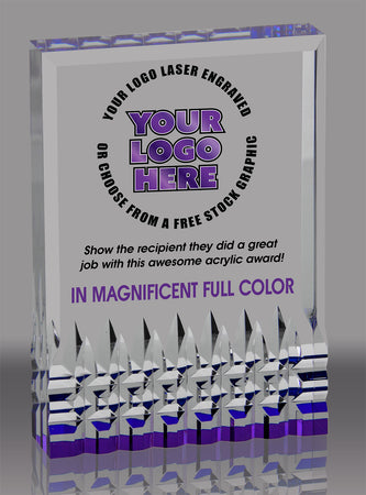 Custom Reflective Base Acrylic Award- Purple 3.5x5 inch [ACRS-3P-FC]