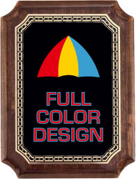 Custom High Gloss Genuine Walnut Notched Corner Plaque - 8"x10" [P961-FC]