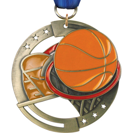 2.75" Basketball Dimensional Color Medal [M3EM-BK]