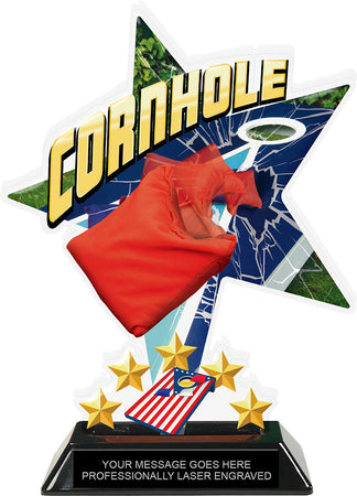 Cornhole Shattered Star Colorix Acrylic Trophy- 8.5 inch [TACR85-STR-CRNHL-Q]