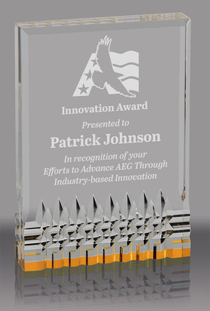 Reflective Base Acrylic Award- Gold 4.25x6 inch [ACRS-4G]