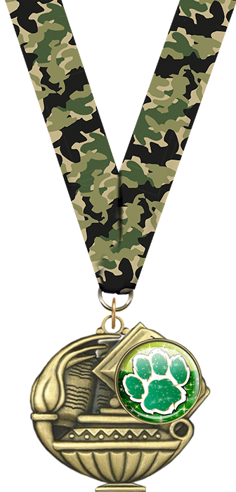 2" Paw Green & White Insert Academic Medal [MAP2-i-PAW-GNWHT]