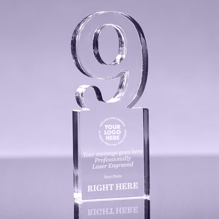 Number 9 Acrylic Award - 6 inch [ATNM-9-6-Q]