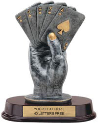 Hand of Cards Pewter Finish Resin Trophy [SGRCARD]