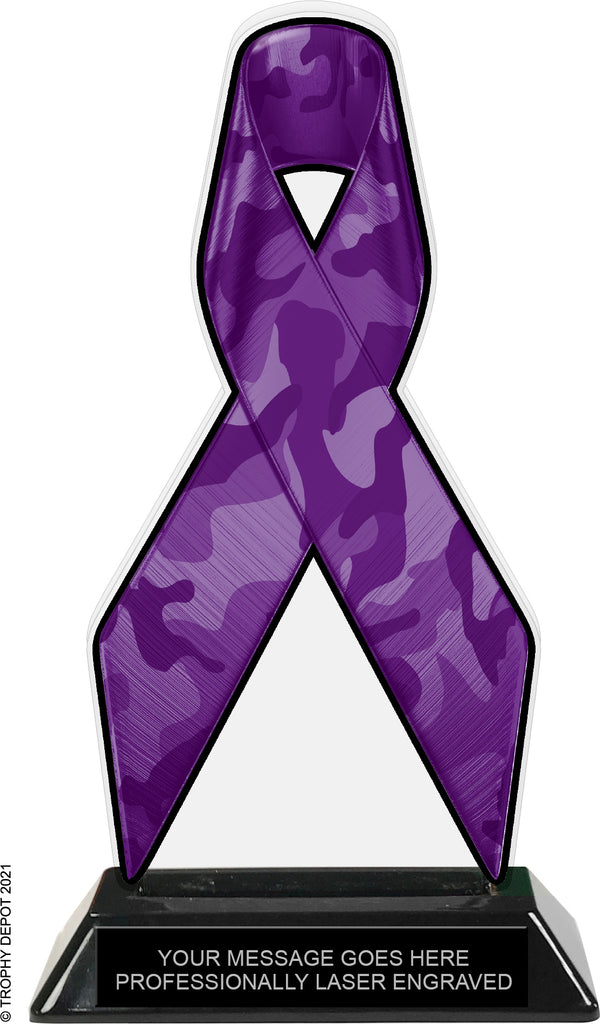 Camouflage Purple Ribbon Colorix-T Acrylic Trophy - 8 inch [TACR8-RBN-CMO-PRP-Q]
