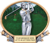 Golf Male 3D Full Color Oval Resin Trophies