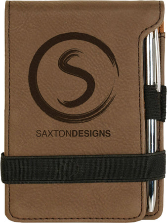 Dark Brown Leatherette Notepad with Pen [NTPDJ-215]