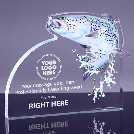 1 inch Thick Trout Acrylic Award - 8.5 x 6.625 inch [A1FT86-Q]
