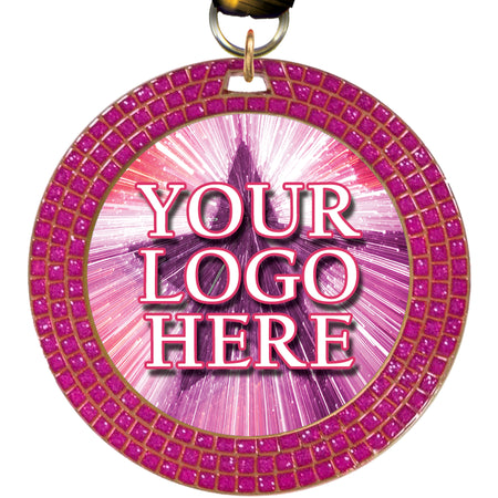 2.75" Custom Pink 3D Dome Triple Sparkle Insert Medals [MXS3GLT-PNK]