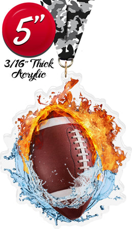 Football Fire & Water Colorix-M Acrylic Medal [MACR5-FW-FB-Q]