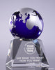Blue Crystal Globe on Crystal Pedestal Base - 6.5 inch [CJGLB65-6]
