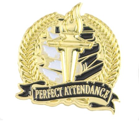 Perfect Attendance Academic Lapel Torch Pin [LPST102]