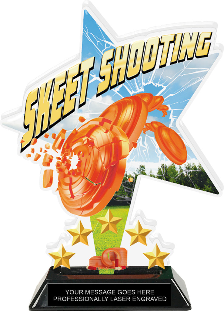 Skeet Shooting Shattered Star Colorix Acrylic Trophy- 8.5 inch [TACR85-STR-SKEET-Q]